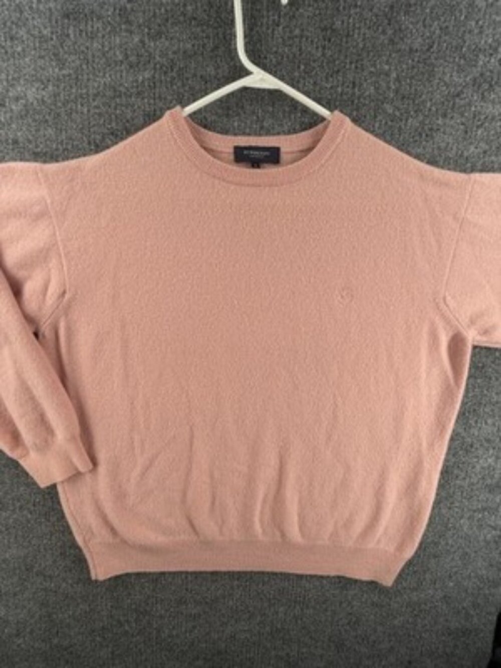 Burberry London Crew Neck Mens Wool Nylon Angora Pullover 8 Logo Pink Solid Knit